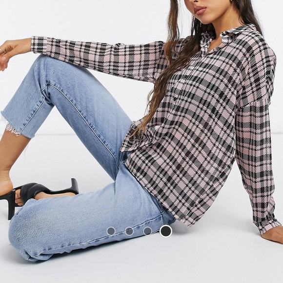 Long sleeve shirt in pink dogtooth print - Picture 4 of 4